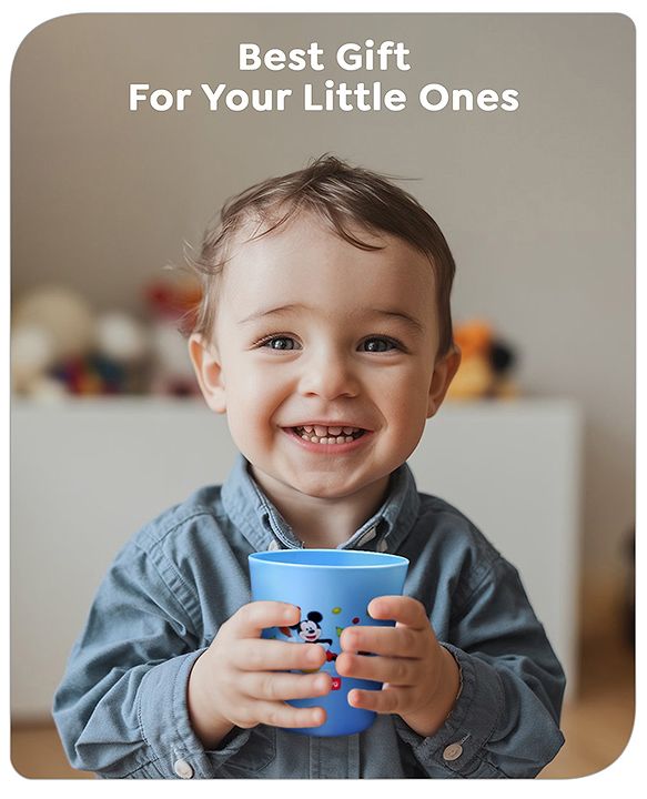 Babyhug Disney Mickey Mouse Tumbler Cup| Food Grade Material| Lightweight & Sturdy| Dishwasher Safe| For Hot & Cold Beverages| BPA Free Blue - 180 ml