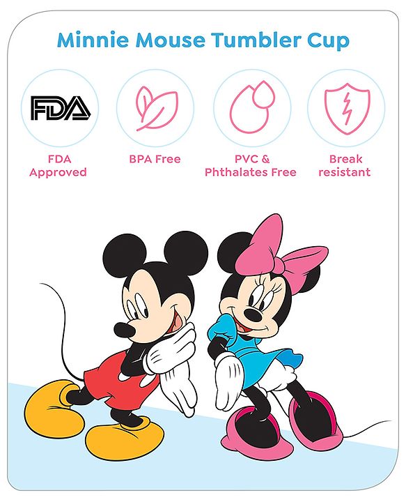 Babyhug Disney Mickey Mouse Tumbler Cup| Food Grade Material| Lightweight & Sturdy| Dishwasher Safe| For Hot & Cold Beverages| BPA Free Blue - 180 ml