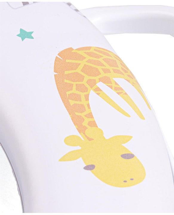 Babyhug Soft Cushioned Baby Potty Seat with Handle & Animal Print -  White