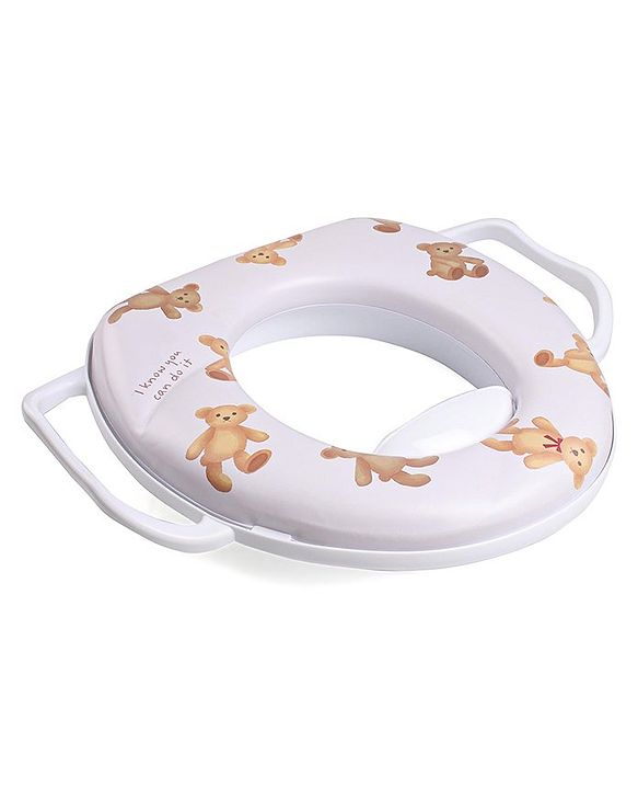 Babyhug Baby Potty Seat with Handle & Bear Print -  White