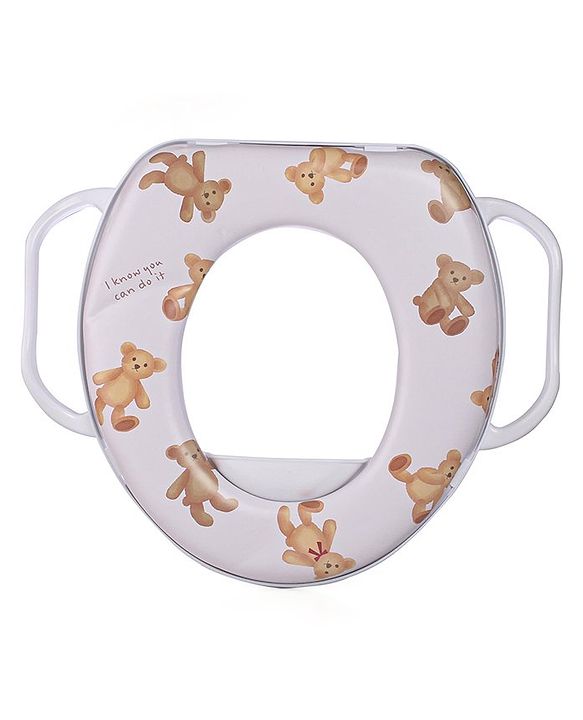 Babyhug Baby Potty Seat with Handle & Bear Print -  White