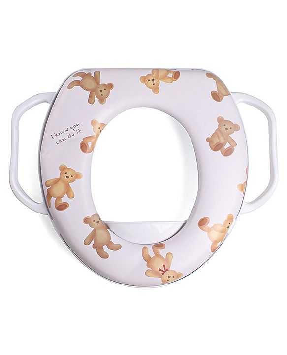 Babyhug Baby Potty Seat with Handle & Bear Print -  White