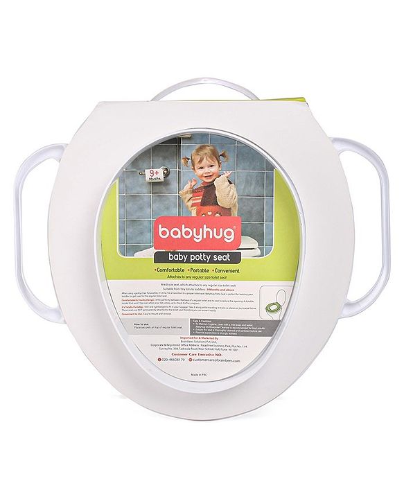 Babyhug Baby Potty Seat with Handle & Bear Print -  White