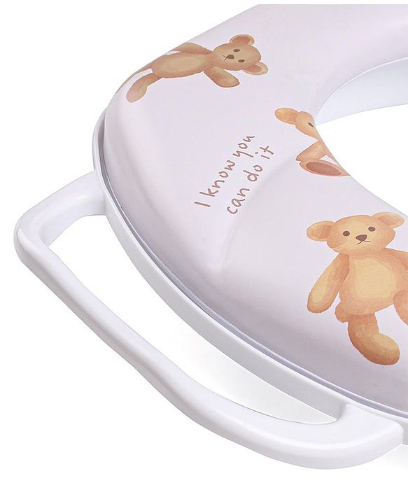 Babyhug Baby Potty Seat with Handle & Bear Print -  White