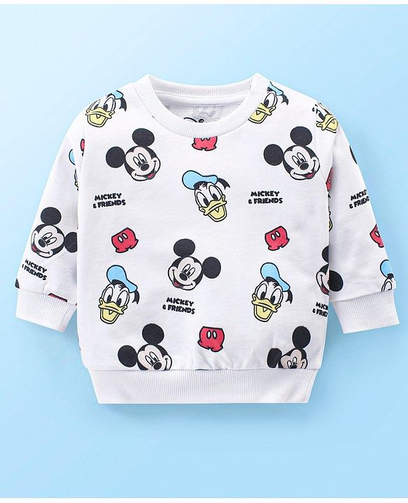 Babyhug Disney Cotton Knit Full Sleeves T-Shirt & Jogger Set with Mickey Mouse Graphics - Red & White
