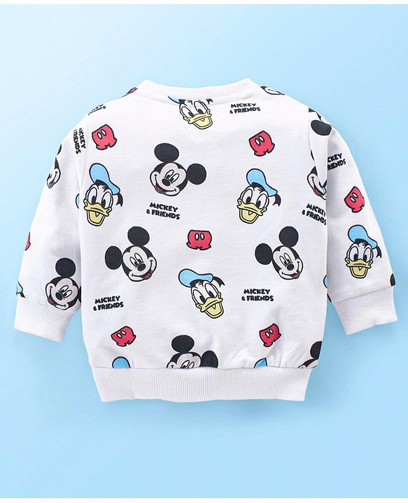 Babyhug Disney Cotton Knit Full Sleeves T-Shirt & Jogger Set with Mickey Mouse Graphics - Red & White