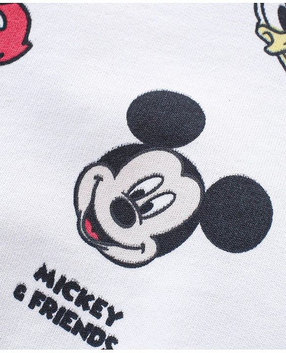 Babyhug Disney Cotton Knit Full Sleeves T-Shirt & Jogger Set with Mickey Mouse Graphics - Red & White