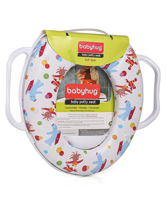 Babyhug Baby Potty Seat with Handle & Multicolour Print -  Blue & Red