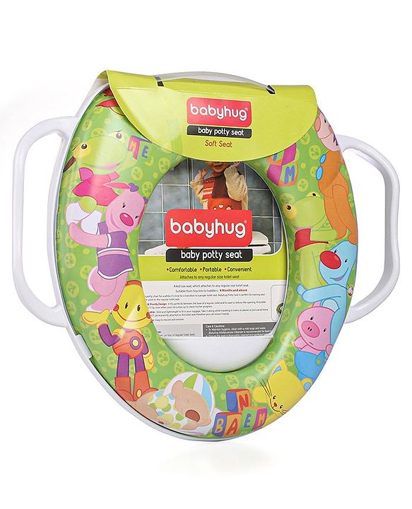 Babyhug Soft Cushioned Baby Potty Seat with Handle & Binnypoon - Green