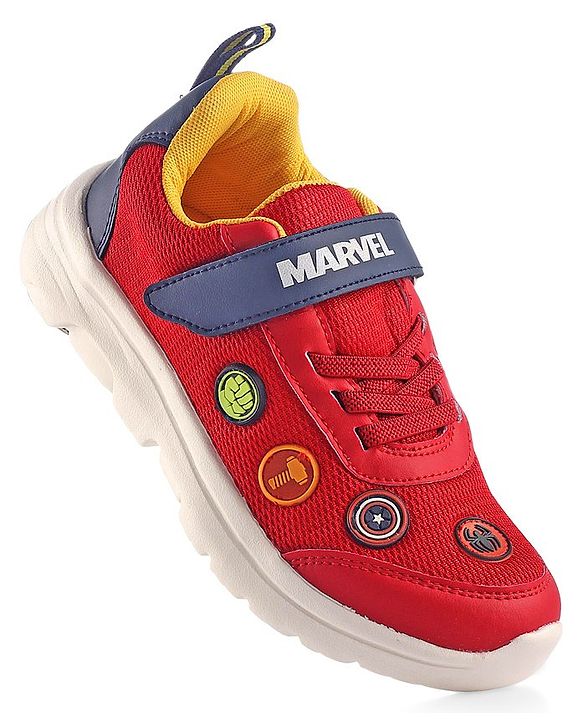 Pine Kids Marvel Velcro Closure Sneakers With Avengers Jibbitz Applique - Red