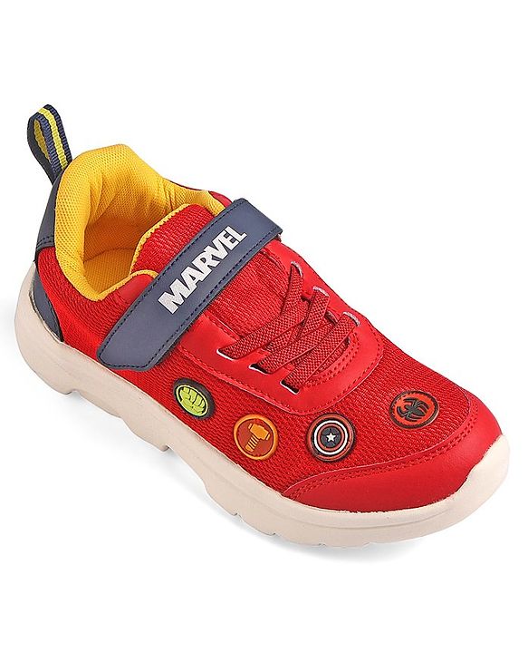 Pine Kids Marvel Velcro Closure Sneakers With Avengers Jibbitz Applique - Red