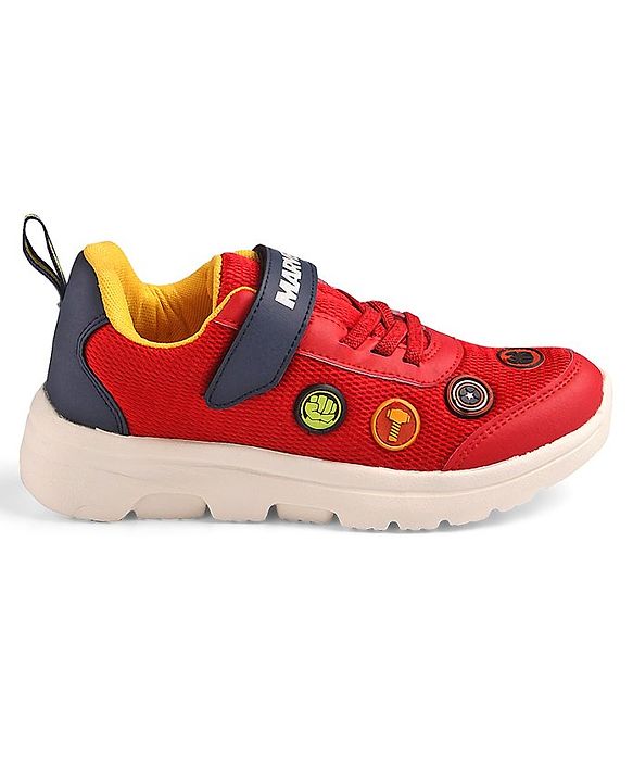 Pine Kids Marvel Velcro Closure Sneakers With Avengers Jibbitz Applique - Red