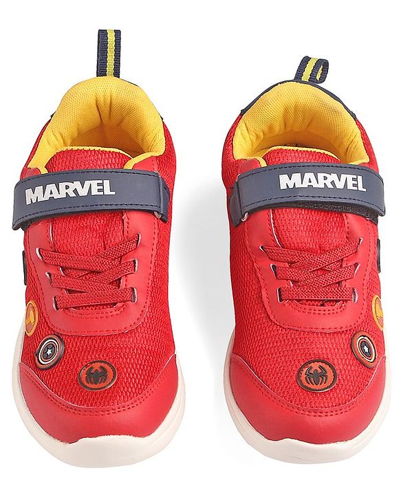 Pine Kids Marvel Velcro Closure Sneakers With Avengers Jibbitz Applique - Red