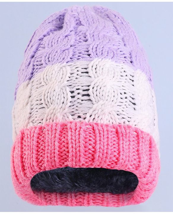 Pine Kids Winter Cap with Cable Knit Design - Multicolor