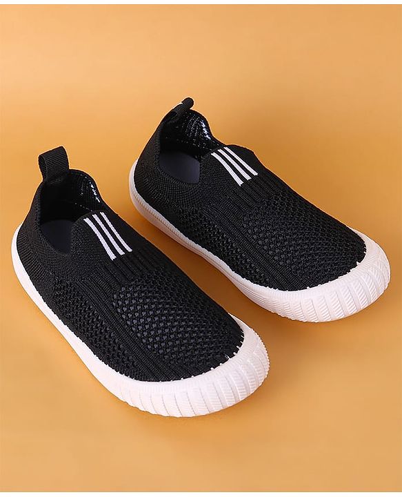 Cute Walk by Babyhug Slip On Striped Design Casual Shoes - Black