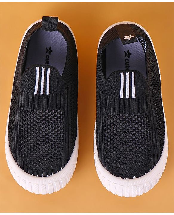 Cute Walk by Babyhug Slip On Striped Design Casual Shoes - Black