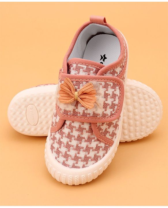 Cute Walk by Babyhug Velcro Closure Casual Shoes With Bow Applique - Pink