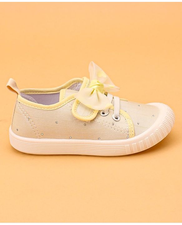 Cute Walk by Babyhug Casual Lace Up Shoes With Bow Applique - Yellow