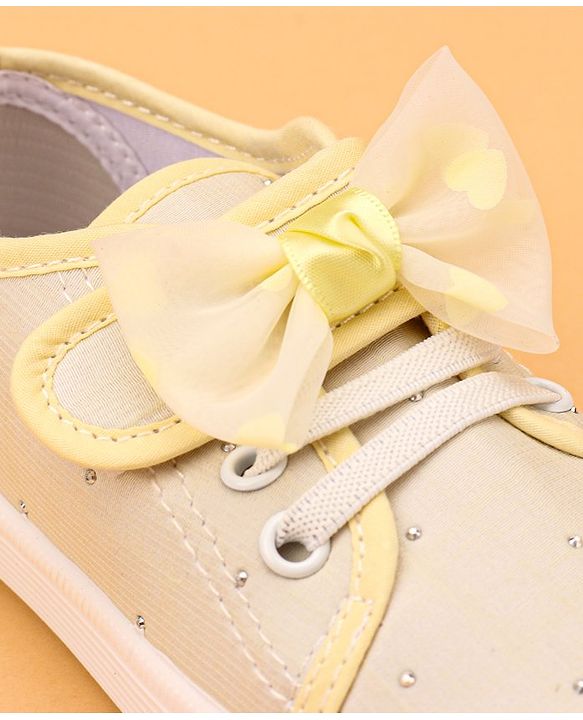 Cute Walk by Babyhug Casual Lace Up Shoes With Bow Applique - Yellow