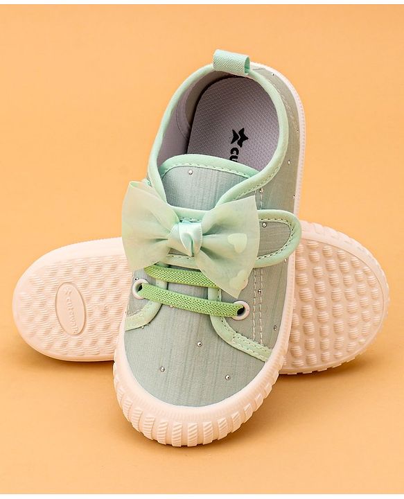 Cute Walk by Babyhug Casual Lace Up Shoes With Bow Applique - Yellow
