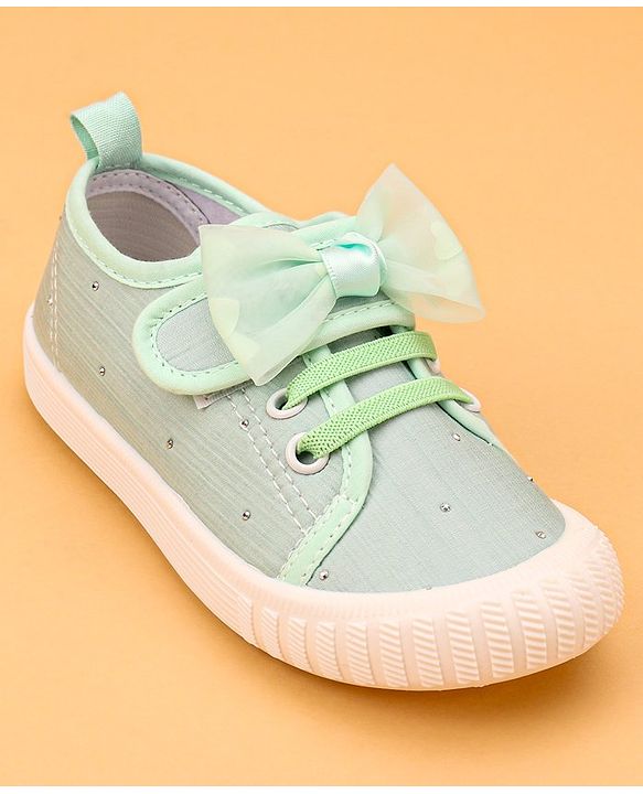 Cute Walk by Babyhug Casual Lace Up Shoes With Bow Applique - Yellow