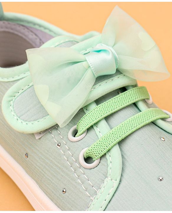 Cute Walk by Babyhug Casual Lace Up Shoes With Bow Applique - Yellow