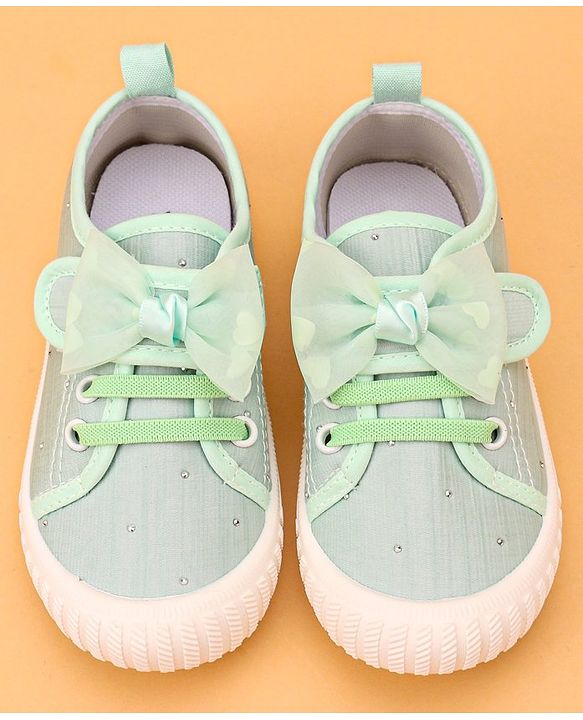 Cute Walk by Babyhug Casual Lace Up Shoes With Bow Applique - Yellow