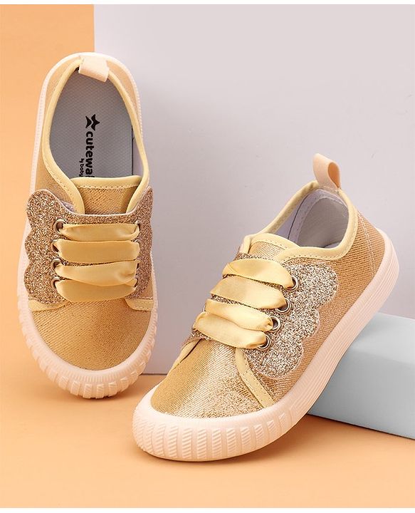 Cute Walk by Babyhug Slip On Glittery Casual Shoes - Gold