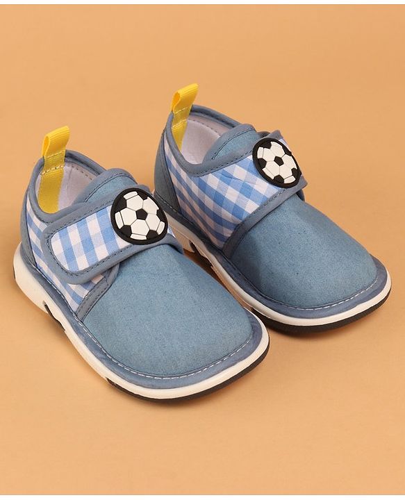 Cute Walk by Babyhug Musical Casual Shoes with Velcro Closure and Football Patch- Blue