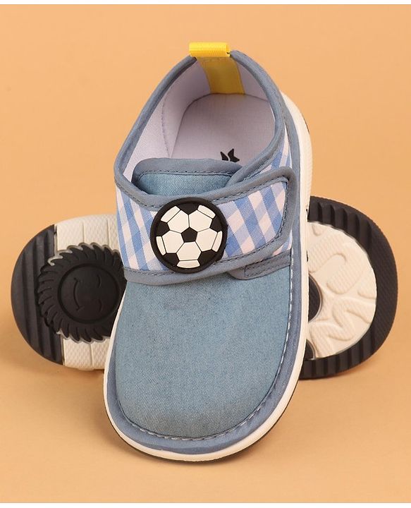 Cute Walk by Babyhug Musical Casual Shoes with Velcro Closure and Football Patch- Blue