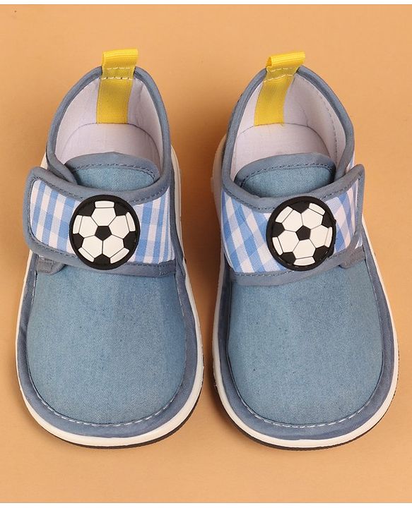 Cute Walk by Babyhug Musical Casual Shoes with Velcro Closure and Football Patch- Blue