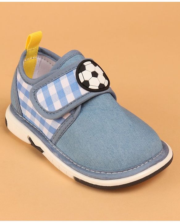 Cute Walk by Babyhug Musical Casual Shoes with Velcro Closure and Football Patch- Blue