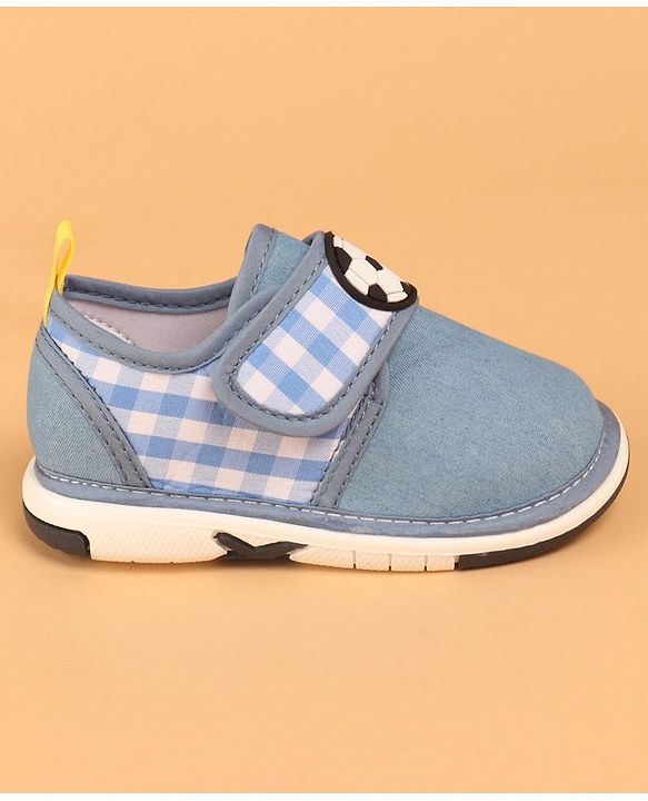 Cute Walk by Babyhug Musical Casual Shoes with Velcro Closure and Football Patch- Blue