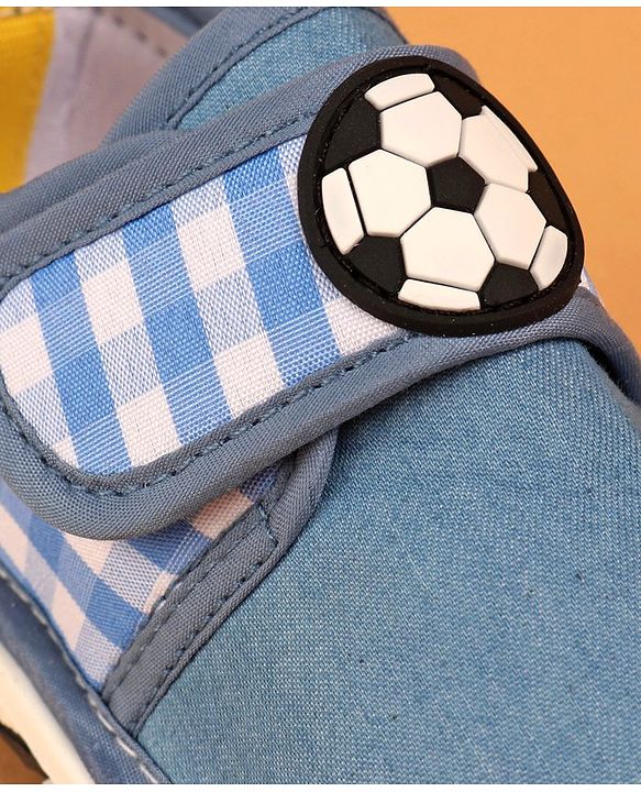 Cute Walk by Babyhug Musical Casual Shoes with Velcro Closure and Football Patch- Blue