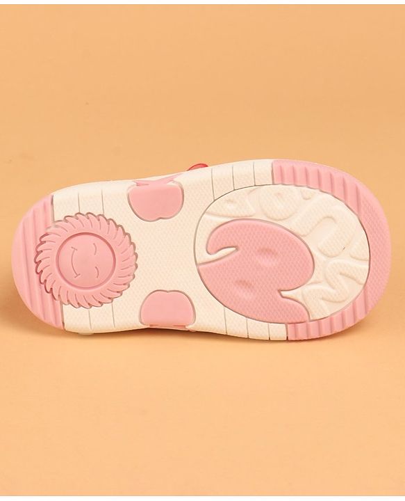 Cute Walk by Babyhug  Musical Casual Shoes Rainbow & Stars Print With Lace Detailing - Fuchsia