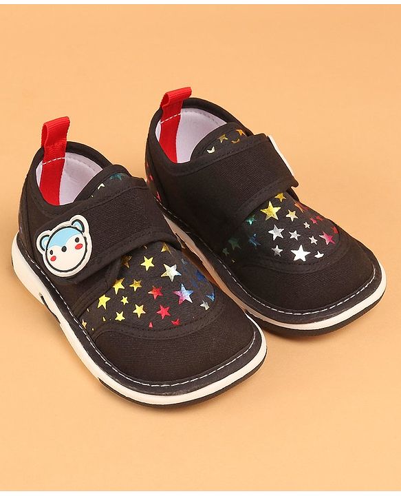 Cute Walk by Babyhug Musical Casual Shoes with Star Print- Black