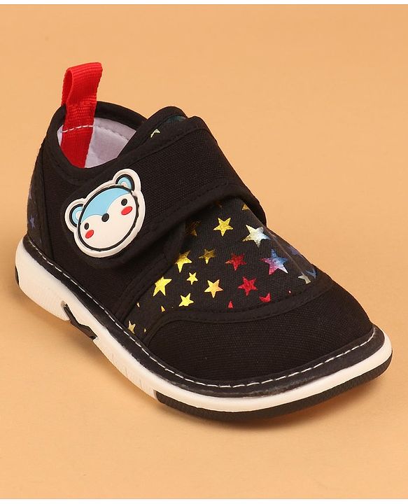 Cute Walk by Babyhug Musical Casual Shoes with Star Print- Black