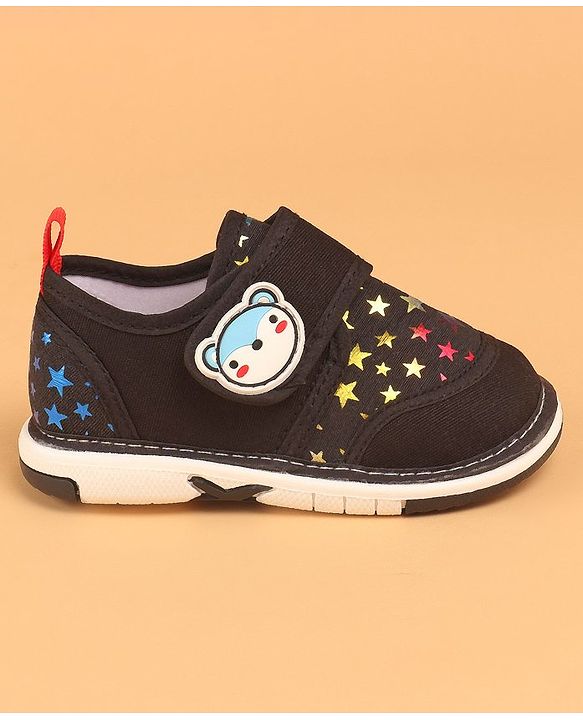 Cute Walk by Babyhug Musical Casual Shoes with Star Print- Black