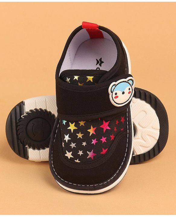 Cute Walk by Babyhug Musical Casual Shoes with Star Print- Black