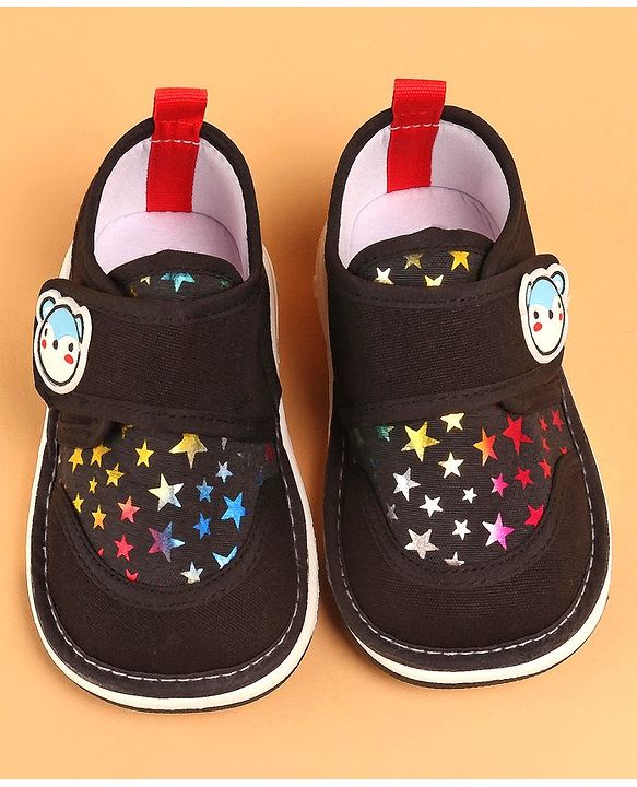 Cute Walk by Babyhug Musical Casual Shoes with Star Print- Black