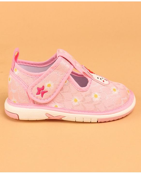Cute Walk by Babyhug Velcro Closure Musical Casual Shoes With Kitty Applique - Pink