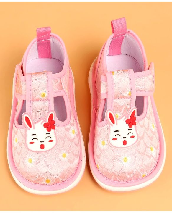 Cute Walk by Babyhug Velcro Closure Musical Casual Shoes With Kitty Applique - Pink