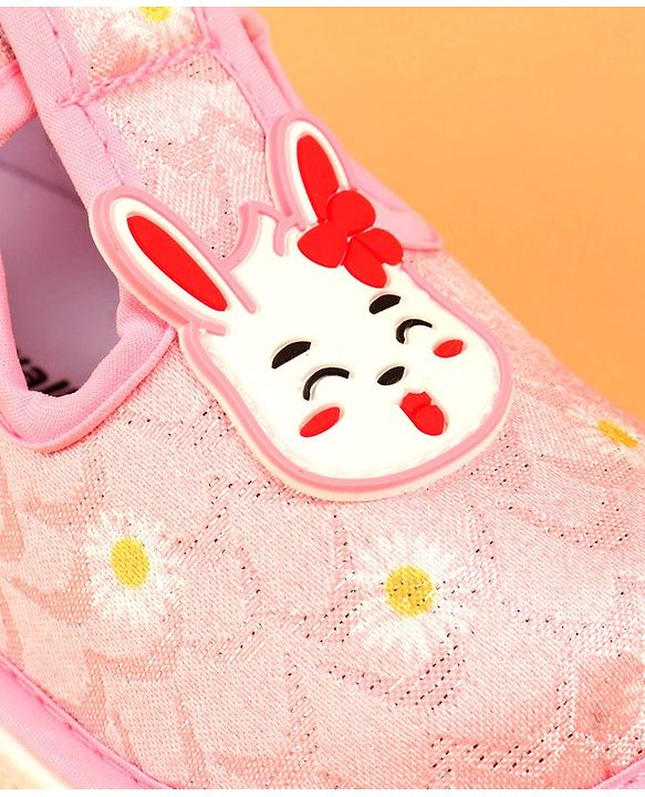 Cute Walk by Babyhug Velcro Closure Musical Casual Shoes With Kitty Applique - Pink