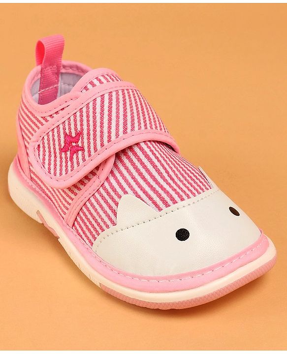 Cute Walk by Babyhug Velcro Closure Musical Stripe Casual Shoes - Pink