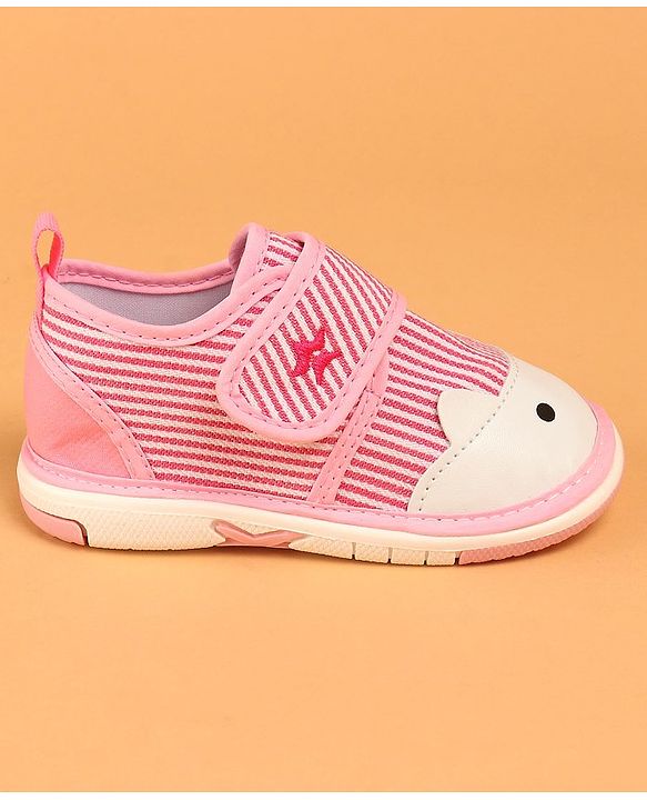 Cute Walk by Babyhug Velcro Closure Musical Stripe Casual Shoes - Pink