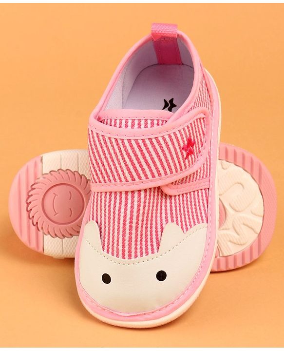 Cute Walk by Babyhug Velcro Closure Musical Stripe Casual Shoes - Pink