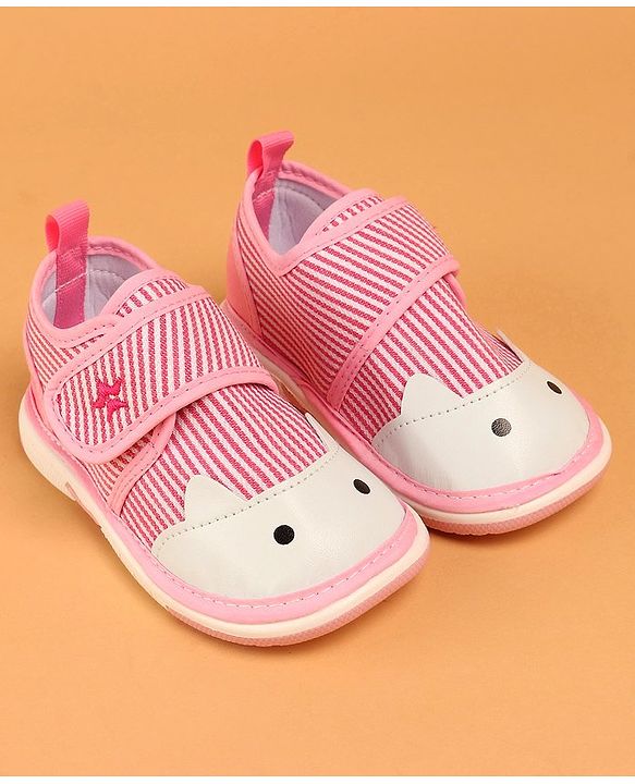 Cute Walk by Babyhug Velcro Closure Musical Stripe Casual Shoes - Pink