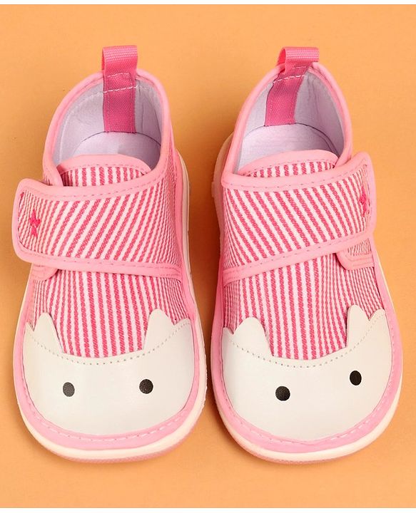 Cute Walk by Babyhug Velcro Closure Musical Stripe Casual Shoes - Pink