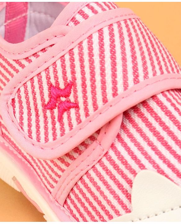 Cute Walk by Babyhug Velcro Closure Musical Stripe Casual Shoes - Pink