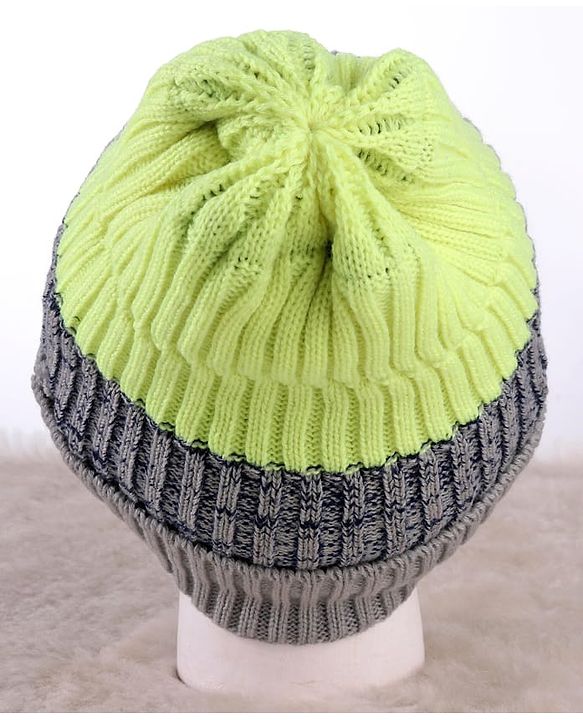 Pine Kids Knit Color Block Beanie Winter Cap Grey - Diameter 11 cm